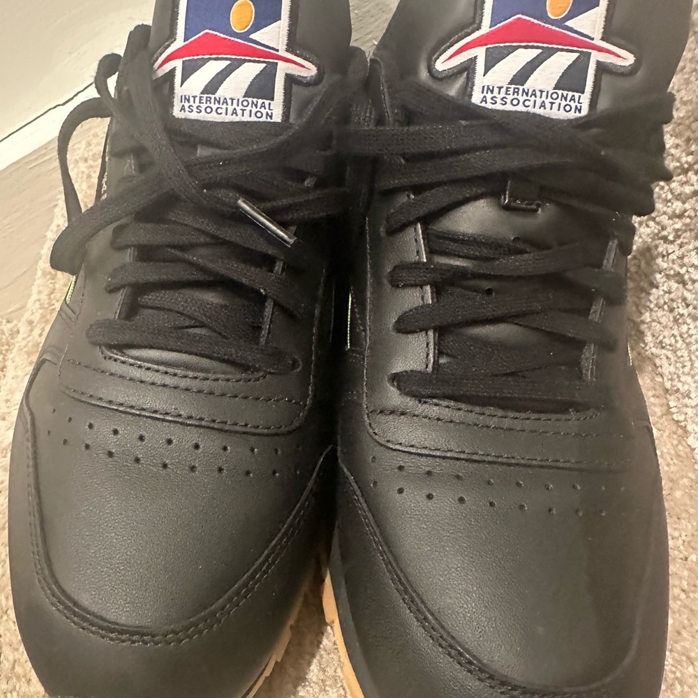 Reebok Black Leather Sneakers with Gum Outsole
